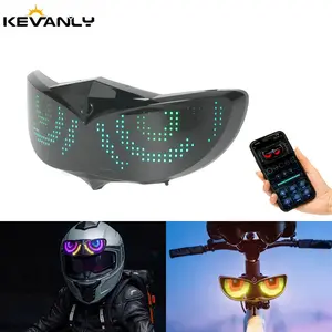 LED Helmet Display RGB Dynamic Expression Lights Motorcycle Helmet Decorative Light Bicycles Warning Light  APP Control Devil's Eye Lights