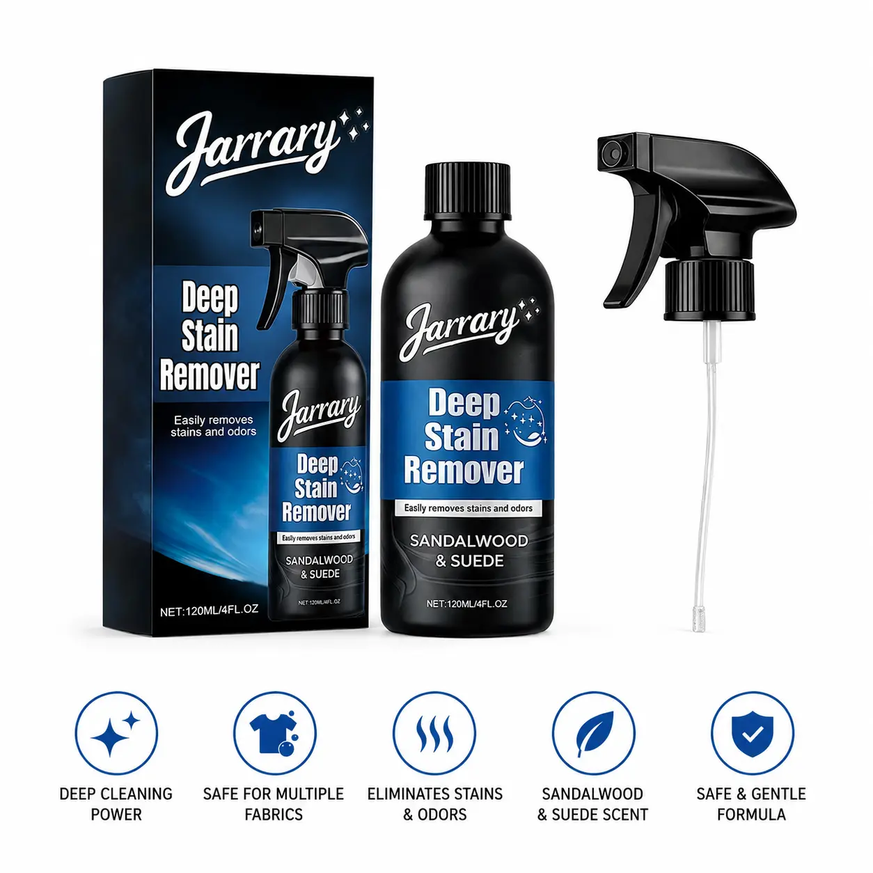 Household Scented Deep Stain Remover Laundry Spray - Long-Lasting Cleaning Detergent with Sandalwood Fragrance, Removes Body Odor, Food Grease, Coffee Stains from Clothes, Underwear, Fabric