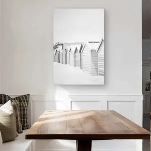 212 MAIN Monochrome White Aluminium Unframed Art Print - 24x36 in Minimalist Coastal Beach Cabins Wall Art, Vibrant Decoration, Modern Home Decor for Rooms