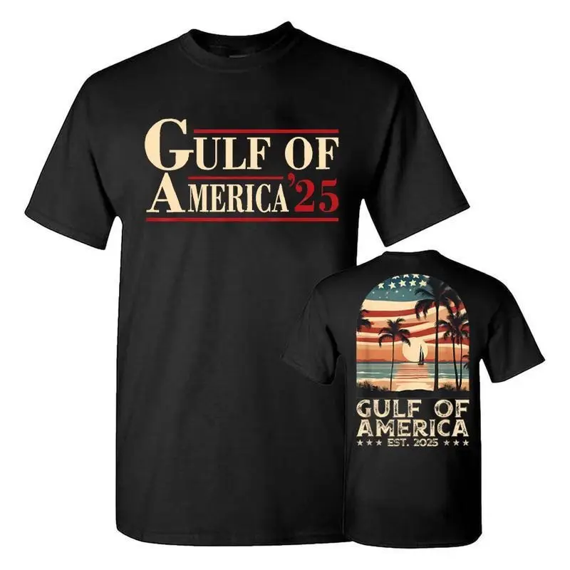 Retro Gulf Of USA America 2025 American Flag Gulf Mexico Shirt, Graphic Printed Unisex Classic Cotton