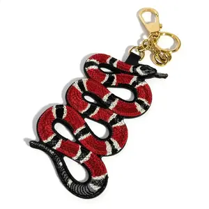 Pre-owned GUCCI Canvas Small Leather Goods GG Supreme Snake Charm Keychain