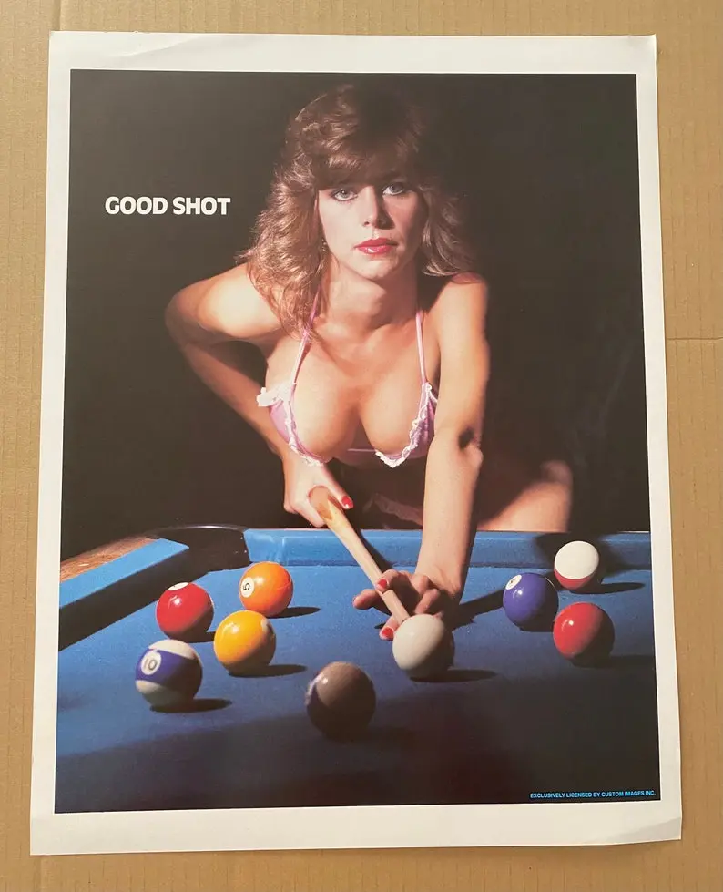 Good Shot Pool Billiards Sexy Girl Breast original vintage 1970’s poster pinup