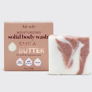 Kitsch Shea Butter Body Solid Wash – Exfoliating, Moisturizing Bar Soap for Soft, Hydrated Skin, Vegan, Paraben-Free, Made in USA, 4 oz