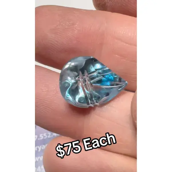 Fantasy Cut Swiss Blue Natural Topaz Pear