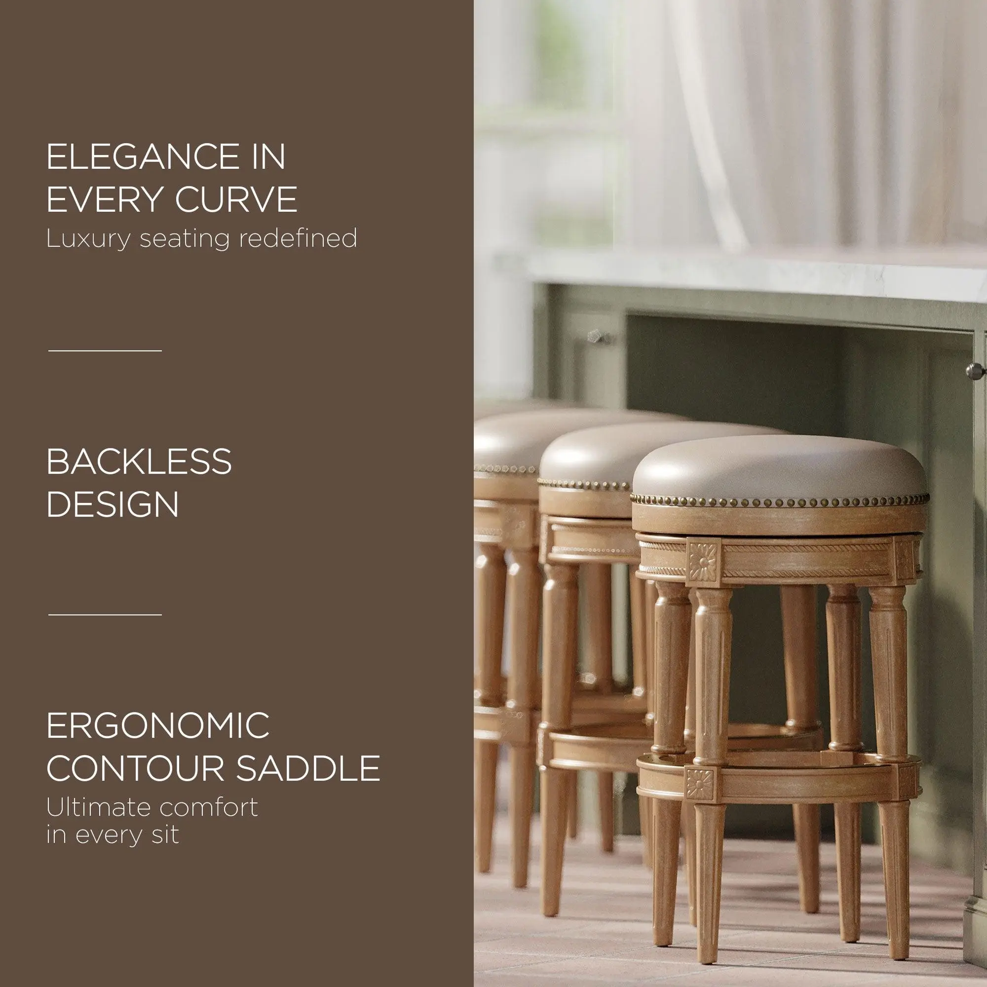 Maven Lane Pullman Backless Bar Stool in Weathered Oak Finish w/ Avanti ...