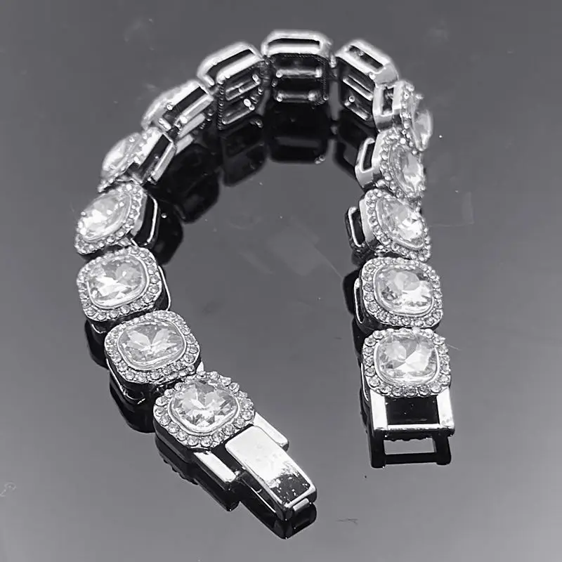 Light luxury rock candy diamond bracelet ins hip-hop bracelet for men and women versatile high-end full diamond bracelet friendship money miami italy mexico frownies