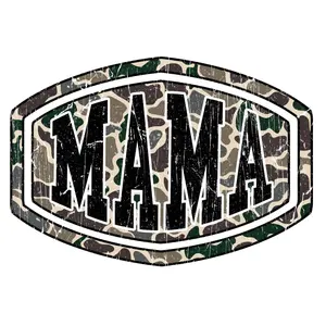 Mama Camo Name Badge Distressed Direct To Film, DTF Print, Ready To Press Print For T-Shirts