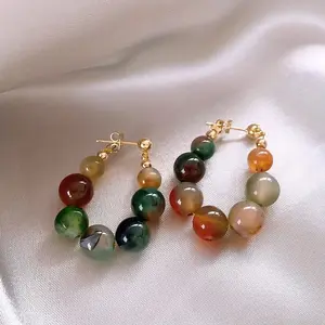 Vibrant Colorful Inspired Hoop Earrings - Exquisite Vintage Design, Elegant Style, Suitable for Women, Perfect for New Year Party