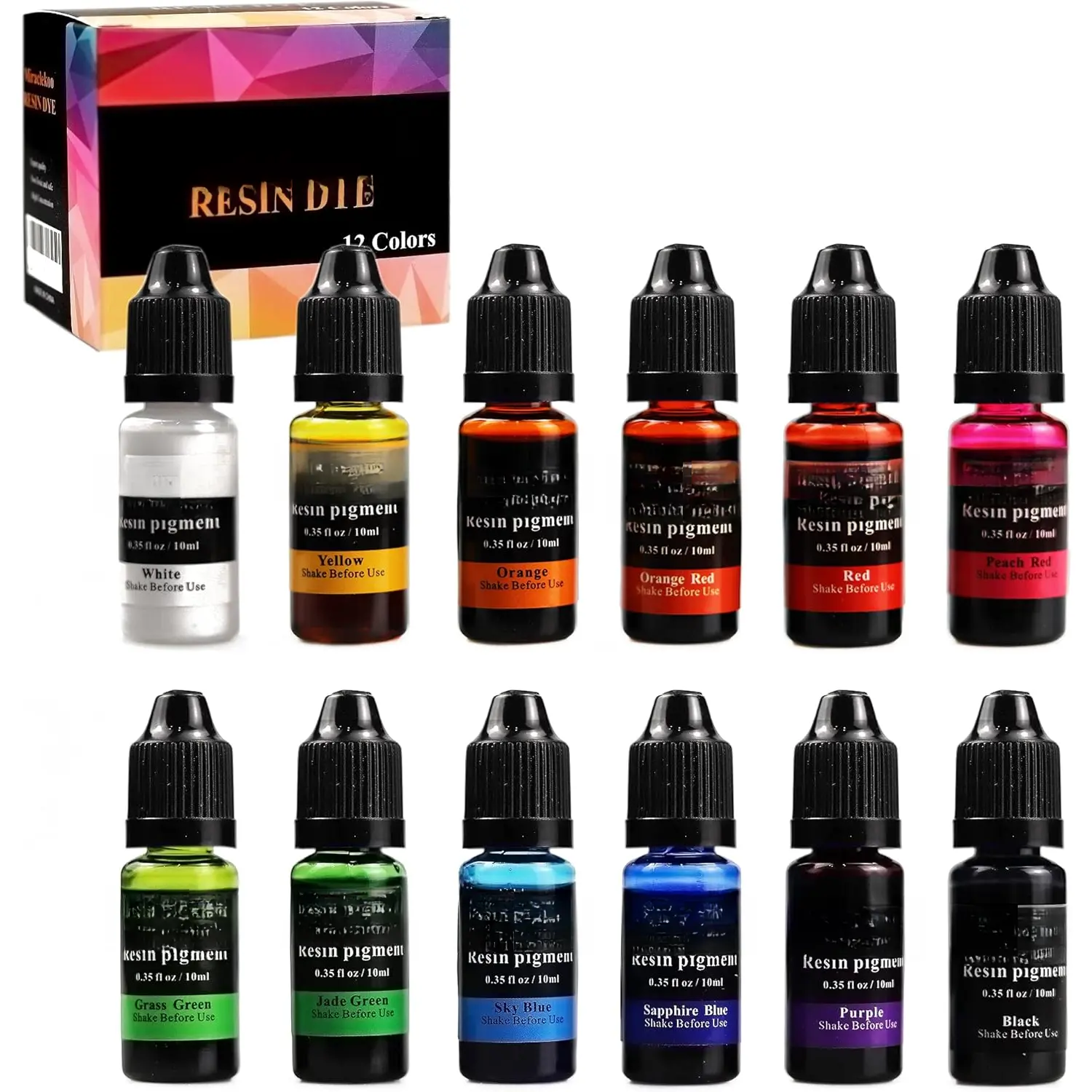 12 Colors Epoxy  Color Dye Colorant Liquid Epoxy  Pigment,10ml Each,Translucent