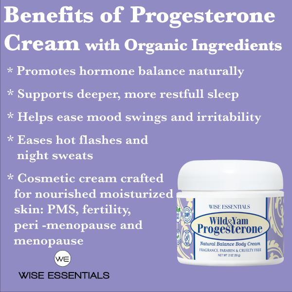 Wise Essentials Wild Yam Progesterone Phytoestrogen Body Cream with Organic Coconut Aloe Vera & Shea Butter for Hormone Balance 2 oz Hydrating Jojoba for menopause, perimenopause, hot flashes and symtom comfort