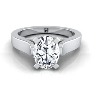 Cathedral Squared Edge Solitaire Oval Engagement Ring Setting in Platinum