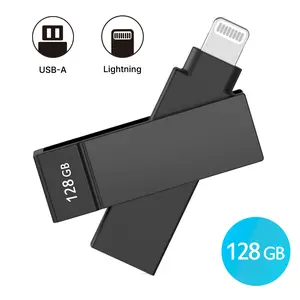 iXflash 128GB Lightning & USB A 3.2 Photo Stick Flash Drive for iPhone, iPad, Mac, & PC - Black