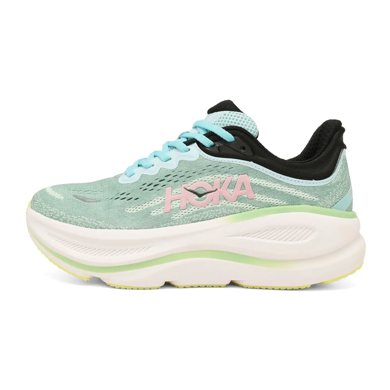 Mint Green Mesh Running Sneakers Ultra Thick Cloud Cushion Midsole Yellow Non-Slip Outsole Shock Absorbing Breathable Lightweight Unisex Sports Shoes