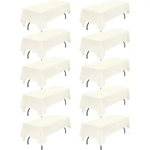 10 Pack Ivory Tablecloth 60 x 102 Inch Table Cloth for 6 Foot Rectangle Tables,Wrinkle Resistant Washable Decorative Table Covers Ivory Table Cloth for Wedding,Party, Banquet, Camping