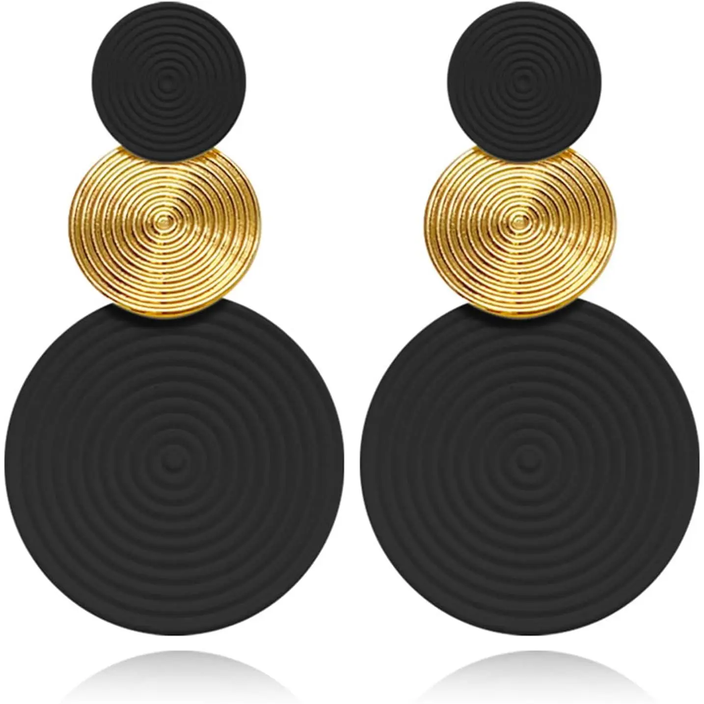 Retro 80s Neon Earrings Round Disc Dangle Drop Earrings for Women Lightweight Bohemia Statement Geometric Round Earring Fashion Accessories 80s Jewelry Costume Party