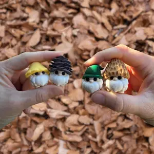 Tiny Mushroom Gnome Fidget Toys - 3D Printed Forest Gnomes - Morel, Oyster, Chanterelle & Gnome - Individual or 4-Pack - Mini Forest Cuties