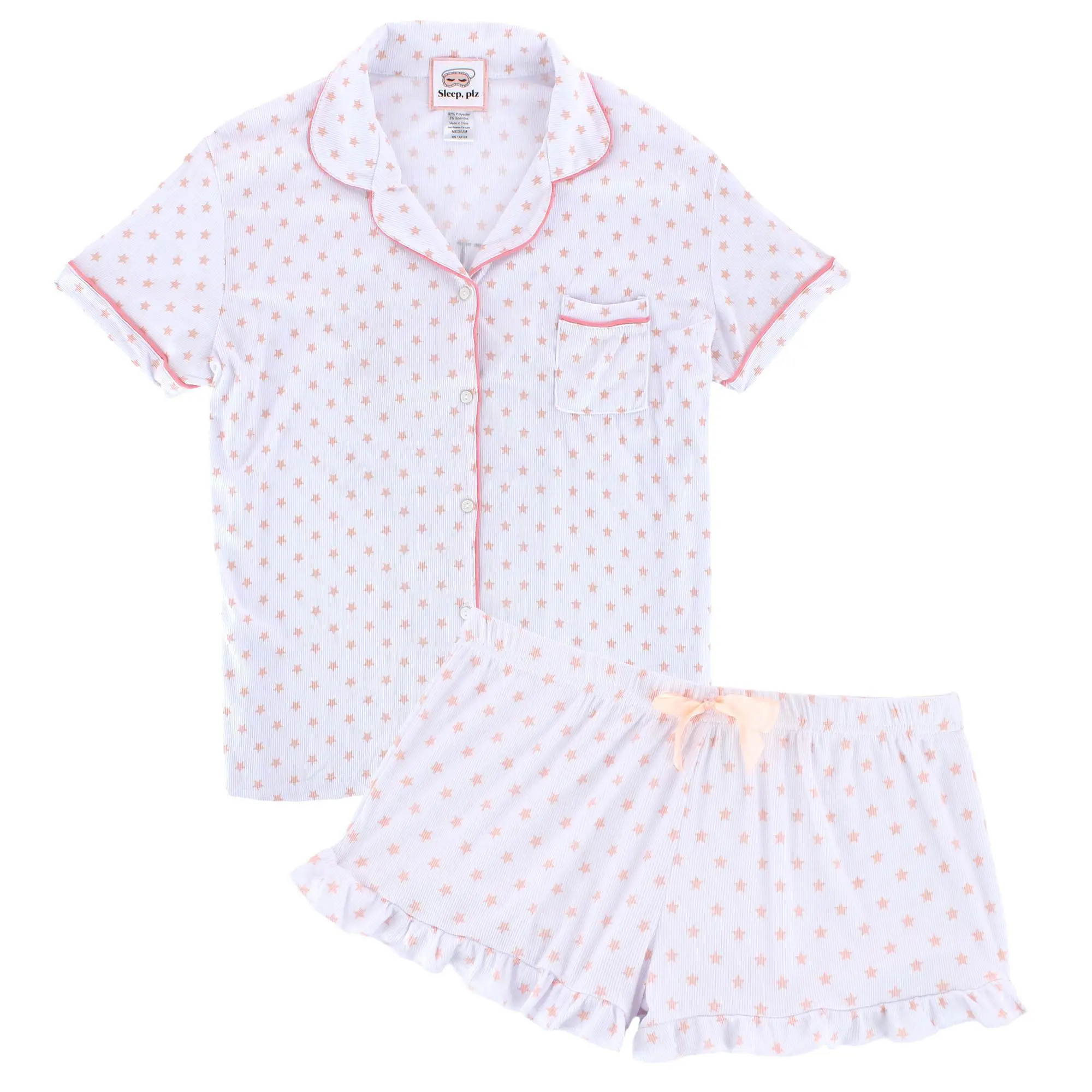 CTM Women's Star Donut Short Sleeve Pajama Set by Sleep plz, Short Pajama Sets