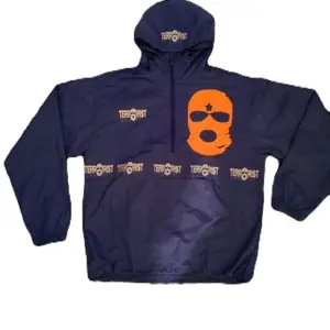 blue reflective quater zip wind breakee