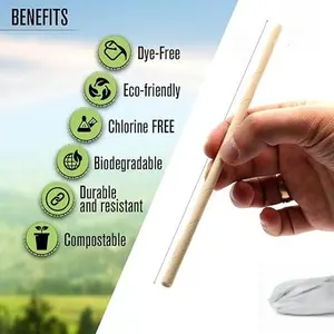 Biodegradable Bamboo Straws - 100 Pieces, Customizable, Dye-Free, Chlorine-Free, Natural Texture Eco-Friendly Disposable Utensils for Milk Tea, Juice