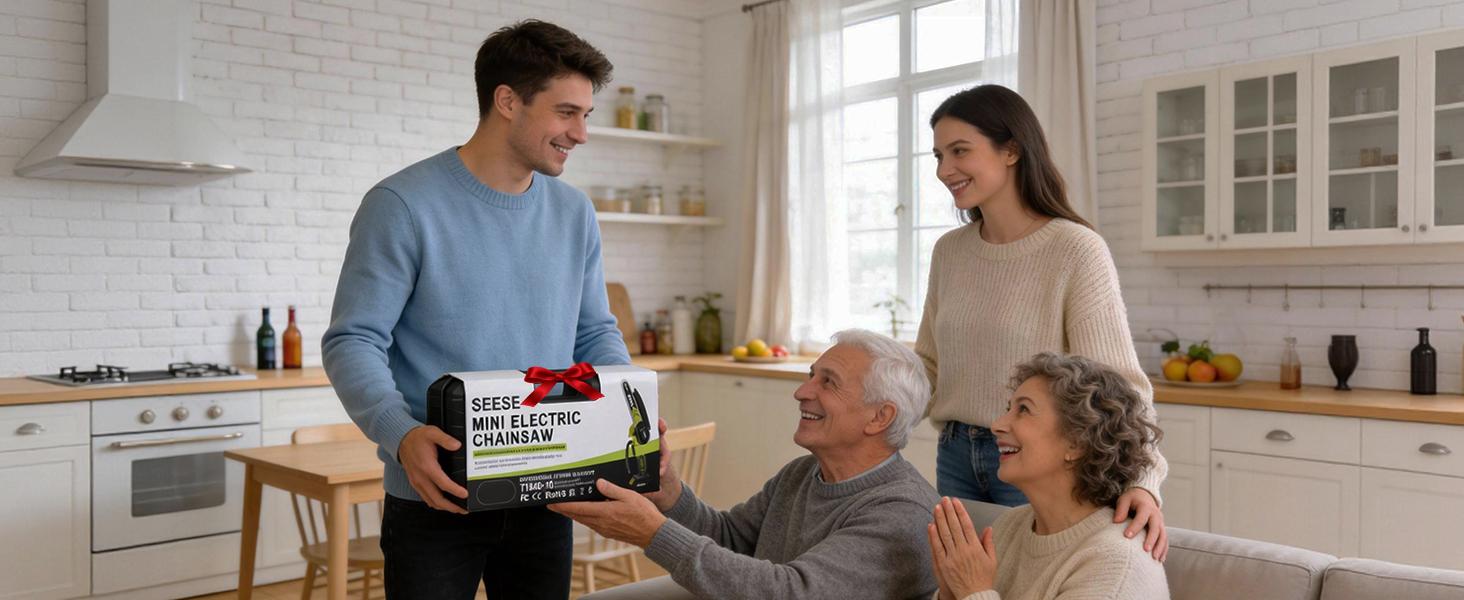 SEESE Brushless Mini ChainSaw Oil System- Portable Electric Cordless Saw for Wood Cutting, Batteries (2000mAh) ,Pruning, Gardening, Camping - Suitable for Seniors, Women Holiday gifts