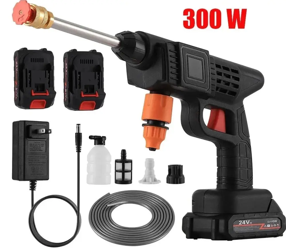 Cordless Pressure Washer Car Wash Equipment, 300W 30Bar Portable 2-Stroke Power Spray Gun, 12000mAh Rechargeable Battery, Car Foam Sprayer, 70db Quiet Wash (70 db Noise Level) for Outdoor Living Space, Yard