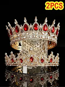 2pc Rhinestone Crown and Crown Set, Elegant Crown Design, Boho Style, Perfect for Weddings, Bachelorette Parties, Proms, Birthdays, Women's Accessories