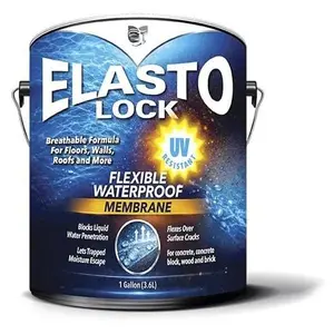 ElastoLock  Membrane Coating 1 Gallon, Exterior Foundation Sealer, Flexible Rubber Barrier, Crack Spanning, Multi Surface Damp Proof Coating