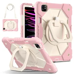 Case for iPad Pro (M5) 2025 11 inch Tablet,Compatible with iPad (A16) 11th/10th/iPad Air M4 2026/iPad Mini - Military Shockproof Cover with 360° Rotating Stand & Pencil Slot - Kids/Adults Friendly  - Rose Gold