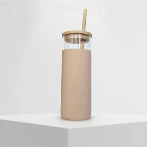 Glass Sipper with Bamboo Lid & Straw | Tumbler with Sleeve