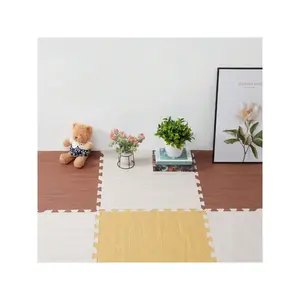 Sports season  12PCS Tiles 24x24 Interlocking 48sq.Ft. Waterproof Gym Flooring Wood Grain Puzzle Mats Exercise Floor Foam Mat For Home Workout Equipment Strength training