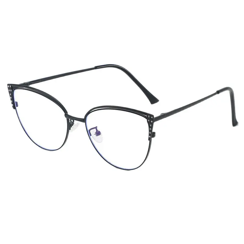 Women's Rhinestone Blue Light Glasses, Stylish Metal Frame with Photochromic Polycarbonate Lenses, Eyeglasses, High Quality Eyewear, Adults, Blue Light Blocking Lens, Female, Full Rim, Stylish Look