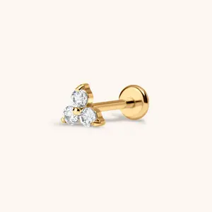 Mini Crystal Trinity Push Pin Flat Back Earring