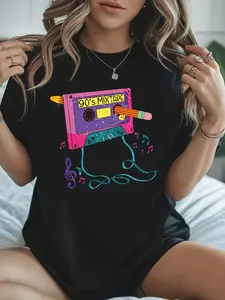 Vintage NinetyS Mixtape Graphic T shirt Retro Cassette Design Casual Summer Fashion for Music Lovers and Nostalgia Enthusiasts
