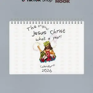 Jesus Christ What a Year 2026 Calendar, Funny Religious-Inspired Gift, Humorous Graphic Monthly Planner, Spiral Desk or Wall Display