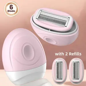 Portable Mini Women's 6 Blade Razor, Pivoting & Rotating Head Shaving Razor for Smooth Close Shave, Portable Hair Removal for Face Legs Full Body