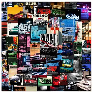 50pcs Cool Racing Poster Graffiti Series Stickers, Suitable for Faith Based Designs Such As Scrapbooks, Diaries, Laptops, Water Bottles, Cars, Etc., As Gifts with Positive Information, Car Decals
