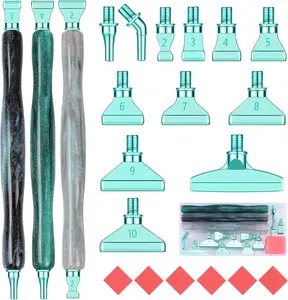 Painting Pen Accessories Tools Set,3PCS Glitter  Art Pen and 12 count Green Metal Screw Thread Multi Placer Tips,  Painting Drill Pens for DIY  Art