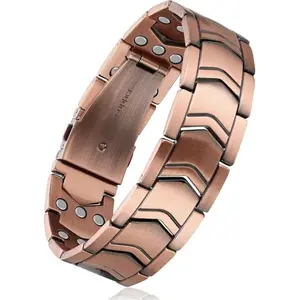 Feraco Copper Bracelet for Men 3X Strength,Magnetic  Bracelet Copper Jewelry with Powerful 3800 Gauss Magnets,Premium Fold-Over Clasp