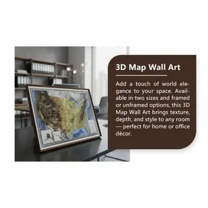 3D Raised Relief USA Map – Topographic Wall Art, Vintage Geography Decor| Fast U.S.Shipping world home decor room decoration living wall decor