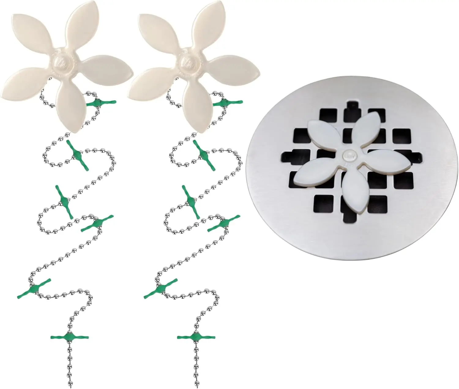 Shower Drain Hair Catcher 2-Pack – Disposable Hair Trap Drain Cover for Bathroom & Tub, Easy Install White Flower Design