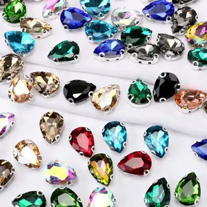 Water Drop Shape Rhinestones Pack, Hand Sewn DIY Clothing Accessories, Hat Bag Hair Decorations, 20 Pieces Per Pack