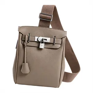 Unisex Lock-Closure Crossbody Chest Bag, Premium Textured Leather-Like Sling Purse with Adjustable Wide Strap, Minimalist Shoulder Bag for Men Women Daily Commute, Travel & Everyday Use