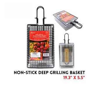 Deep Grill Basket with Non-Stick Coating – Keep Small Food from Falling Through Stainless Steel Electric Fryer