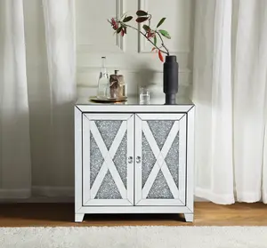 Noralie Mirrored & Faux Diamonds Console Cabinet