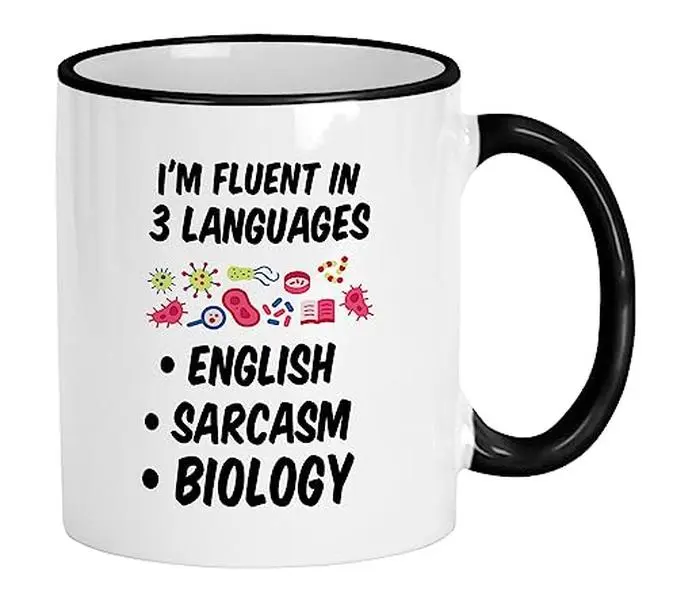 Casitika Biology Teacher Gifts. Fluent In Sarcasm 11 Oz Scientist Coffee Mug. Biology Gifts For Student Or Biologist. Gift For Microbiology Major.