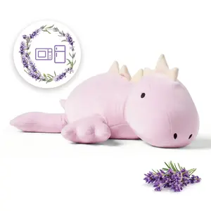 Microwavable Heating Pad Purple Stegosaurus Plush - 1.4 Lb Weighted Stuffed Animal Toy with Tourmaline Beads & Lavender - 16" Squished Long Dinosaur Pillow - Lumbar Back Cushion Lasting Warmth