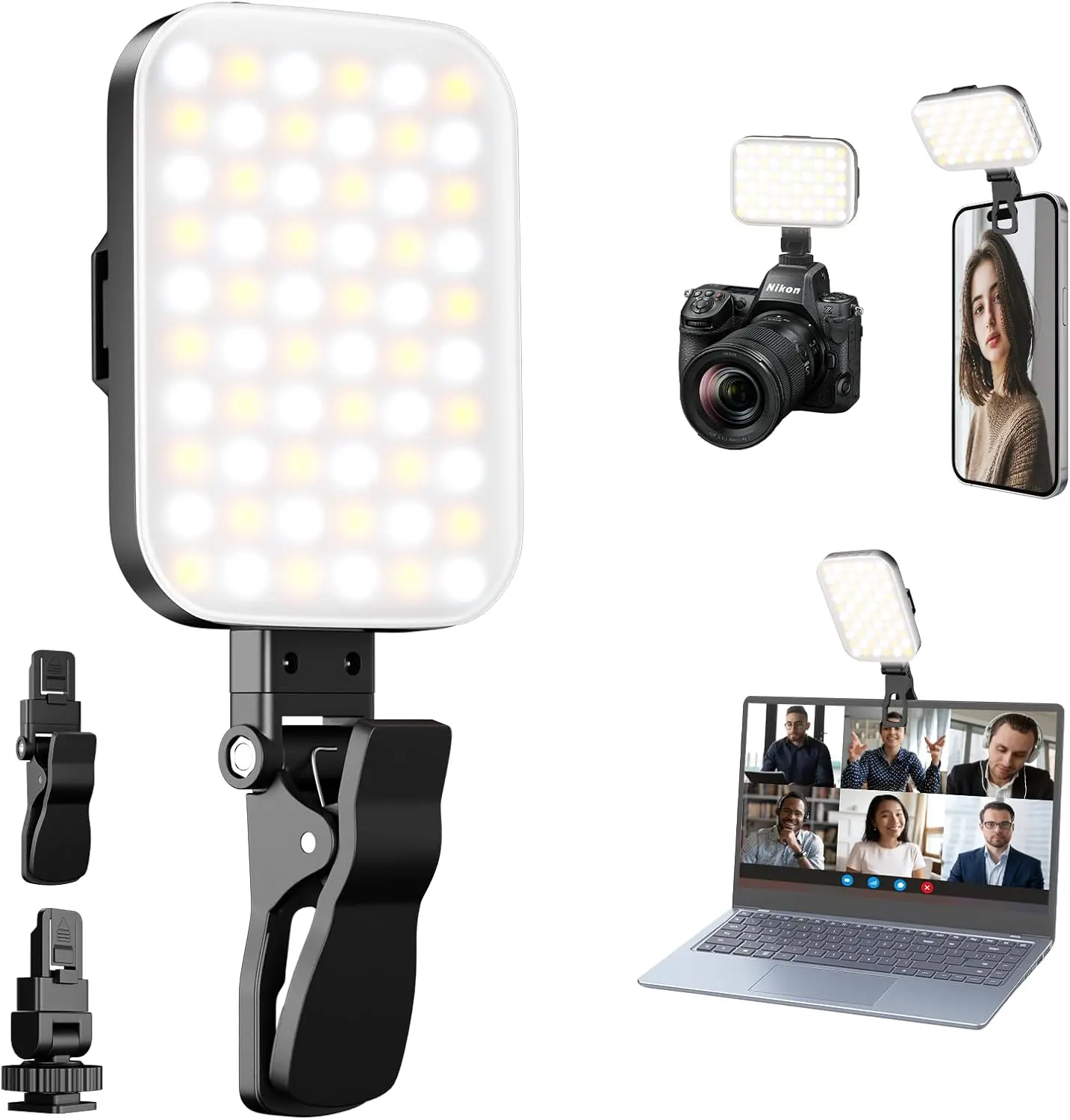 Rechargeable LED Selfie Light for Phone with Clip & 360° Rotating Mount EMART