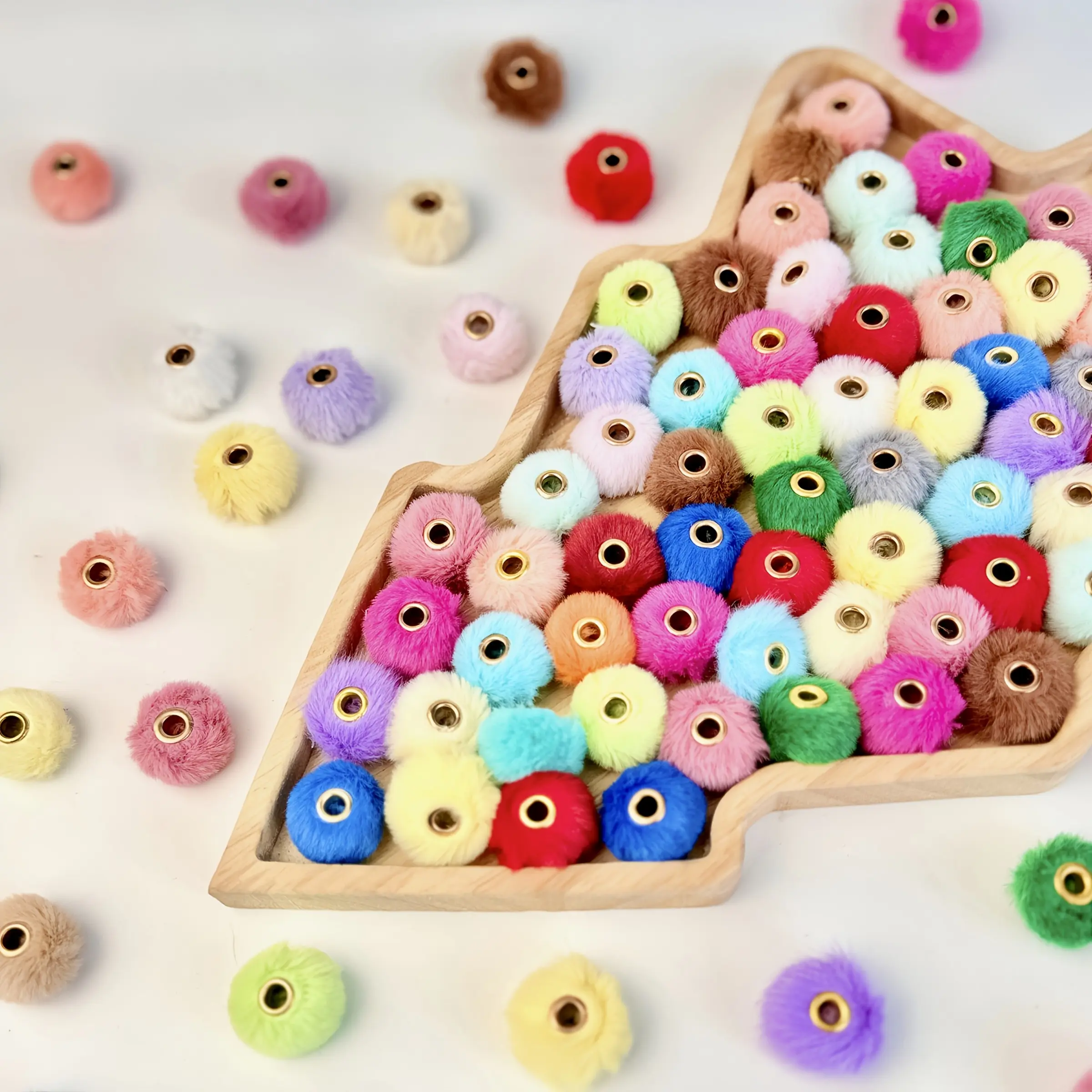50 Cute Faux Rabbit Fur Beads, Plush Large Straight Hole Craft Beads, Diy Craft Embellishments, Perfect for DIY Jewelry Making, Hair Accessories, Keychains, Beads And Accessories, Diy Beading Accessories