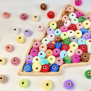 50 Cute Faux Rabbit Fur Beads, Plush Large Straight Hole Craft Beads, Diy Craft Embellishments, Perfect for DIY Jewelry Making, Hair Accessories, Keychains, Beads And Accessories, Diy Beading Accessories