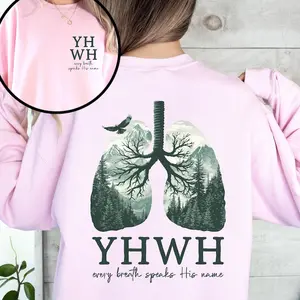 YHWH Lungs Christian, Front and Back, Yahweh, Every Breath Speak His Name, Hebrew, Name of God, Faith Apparel Sweatshirt, Sweater, Crewneck